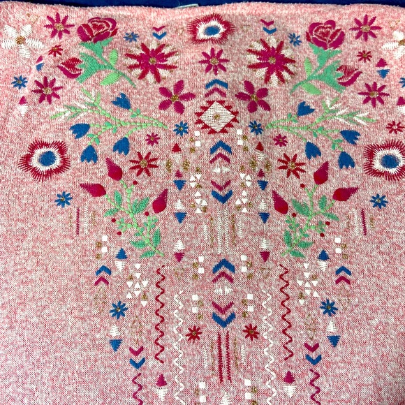 Beautees Open Front, Side Slits, Pink Cardigan with Floral, Aztec Design Girls - Picture 5 of 5